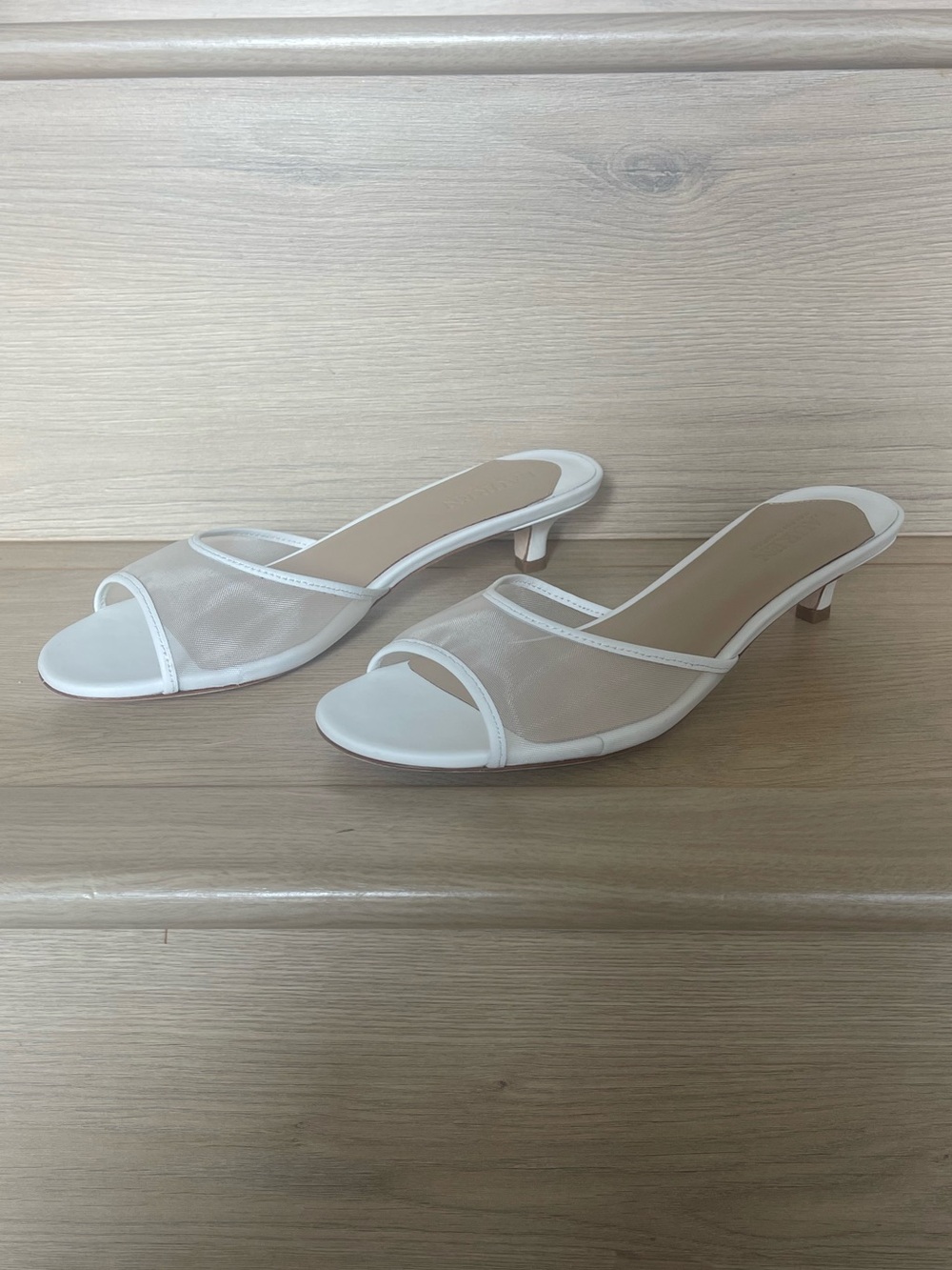 Ralph Lauren White Mesh Slingback Kitten Heel Mule - Picture 4 of 4
